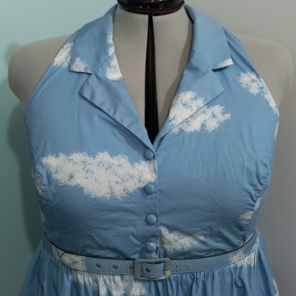 Modcloth Greek Skyline Border Print Halter Dress with Belt - Picture 3 of 16